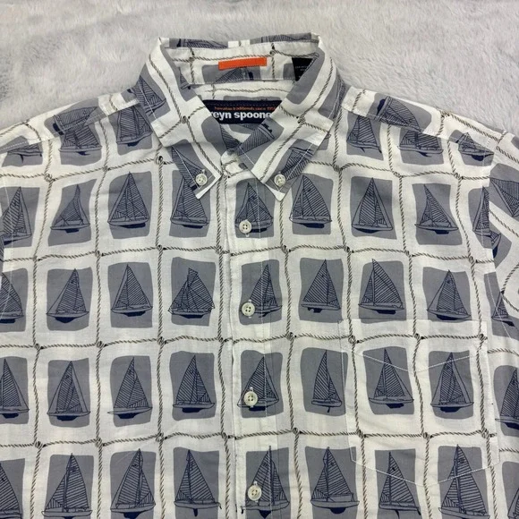 Reyn Spooner Hawaiian Shirt Mens L Sailboat Print Button Down Short Sleeve - Picture 3 of 8
